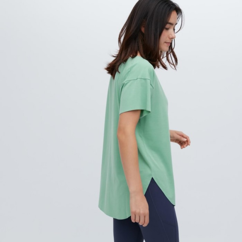 T Shirts Uniqlo AIRism Seamless Boat Neck Short-Sleeve Long Femme Blanche | 3529099