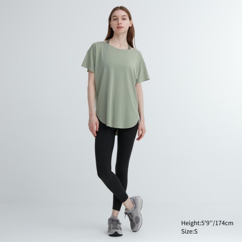T Shirts Uniqlo AIRism Seamless Boat Neck Short-Sleeve Long Femme Blanche | 9300499