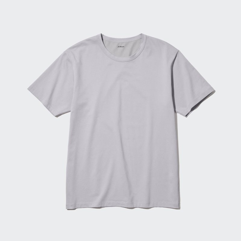 T Shirts Uniqlo Airism Cotton Crew Neck Homme Grise | 8021546
