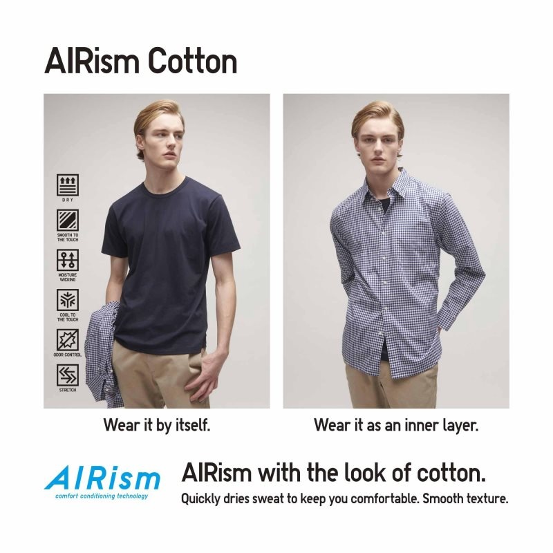 T Shirts Uniqlo Airism Cotton Crew Neck Homme Noir | 6379857
