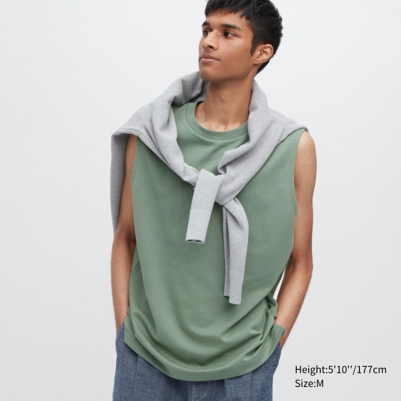 T Shirts Uniqlo Airism Cotton Sleeveless Homme Vert | 9562308