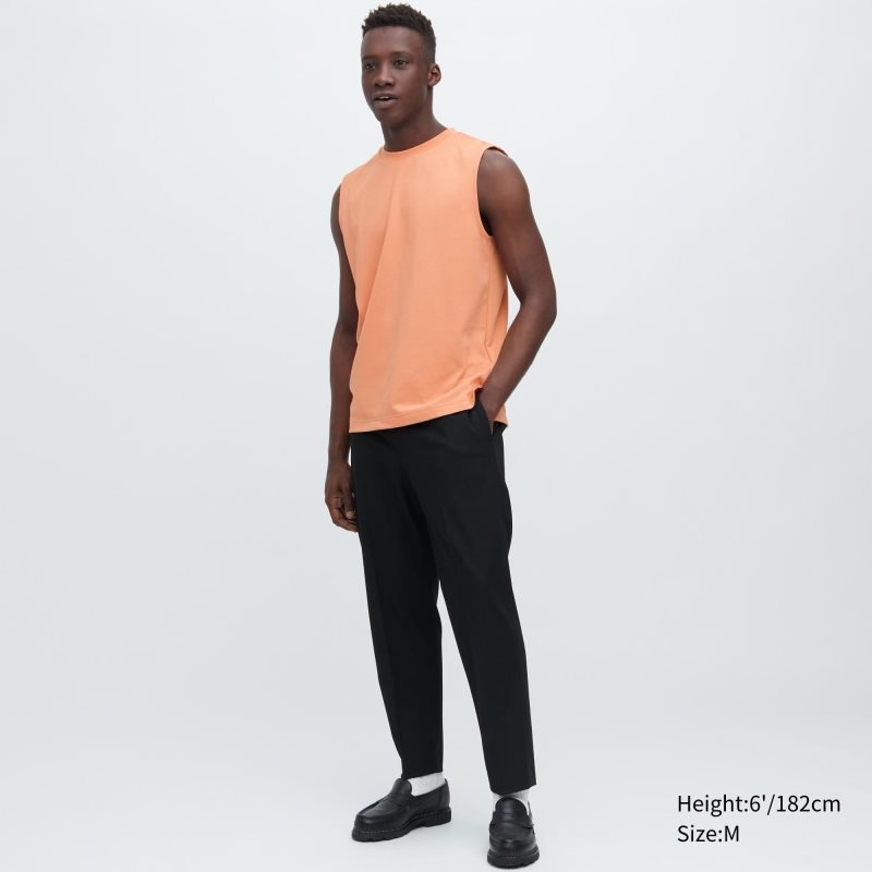 T Shirts Uniqlo Airism Cotton Sleeveless Homme Orange | 3455705