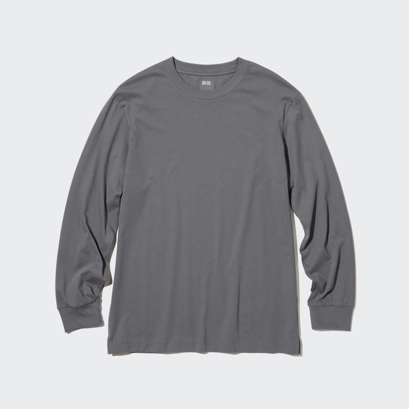 T Shirts Uniqlo Airism Cotton Uv Protection Crew Neck Homme Grise | 1384701