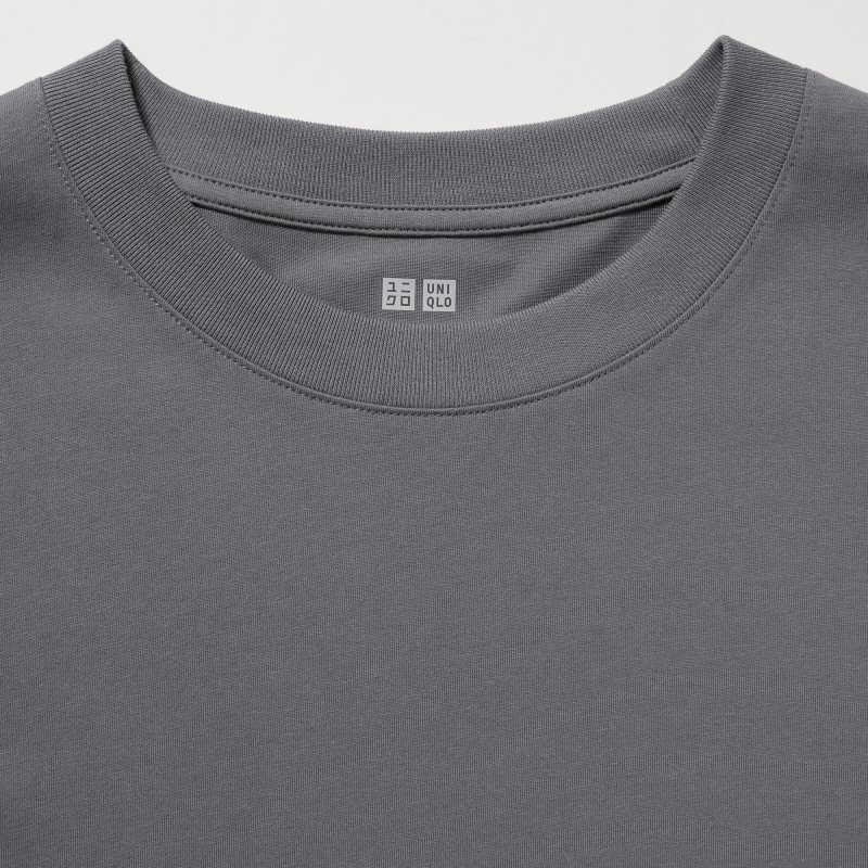 T Shirts Uniqlo Airism Cotton Uv Protection Crew Neck Homme Grise | 1384701