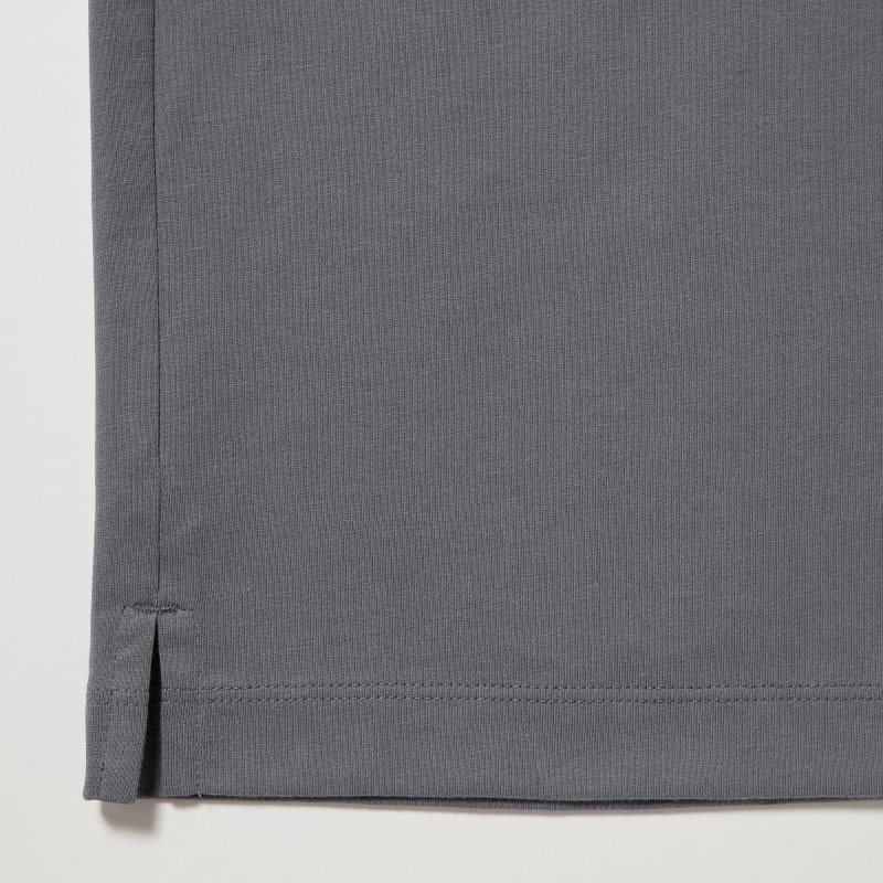 T Shirts Uniqlo Airism Cotton Uv Protection Crew Neck Homme Grise | 1384701