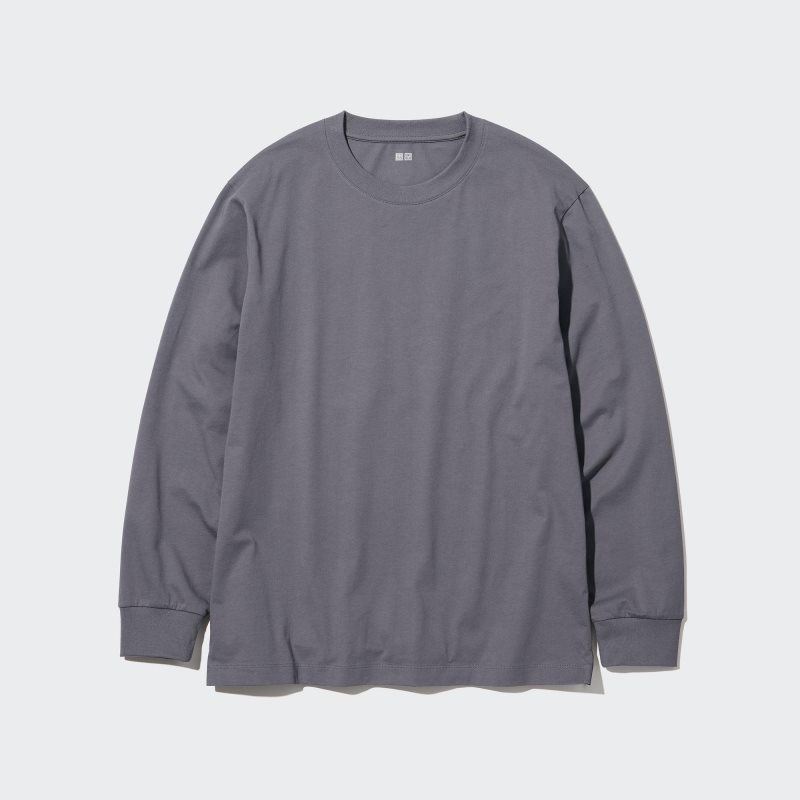 T Shirts Uniqlo Airism Cotton Uv Protection Crew Neck Homme Grise | 3119523