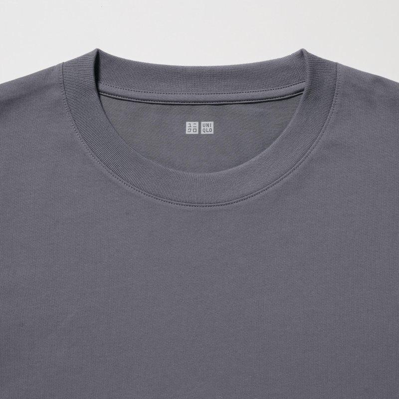 T Shirts Uniqlo Airism Cotton Uv Protection Crew Neck Homme Grise | 3119523