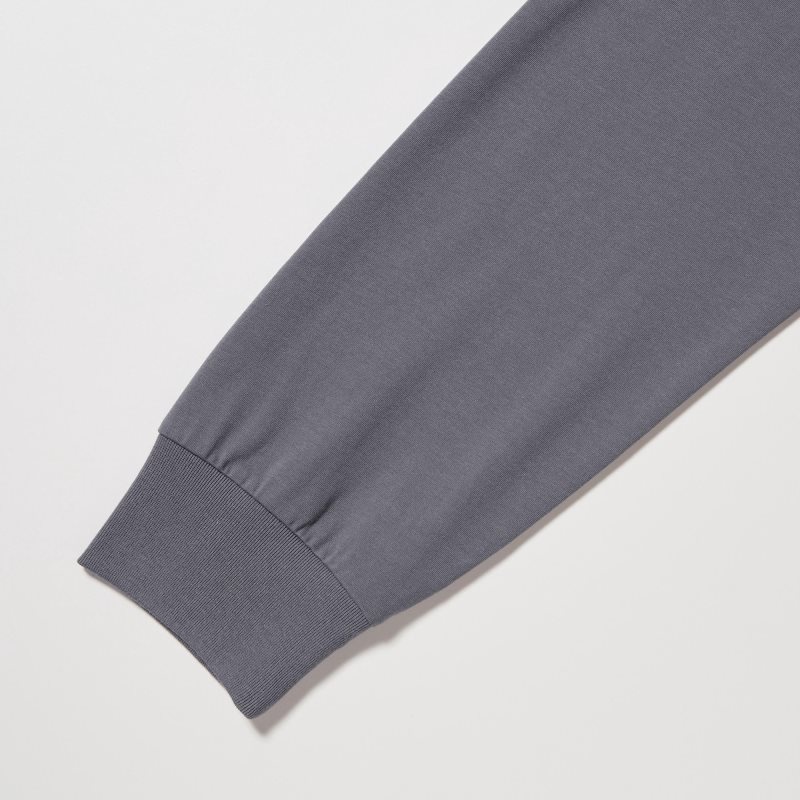 T Shirts Uniqlo Airism Cotton Uv Protection Crew Neck Homme Grise | 3119523