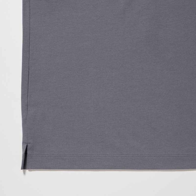 T Shirts Uniqlo Airism Cotton Uv Protection Crew Neck Homme Grise | 3119523