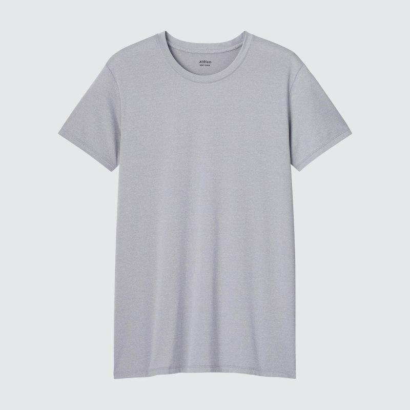 T Shirts Uniqlo Airism Crew Neck Short-sleeve Homme Grise | 9755536