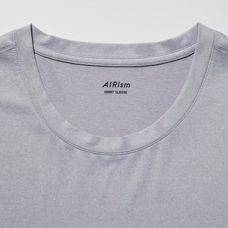 T Shirts Uniqlo Airism Crew Neck Short-sleeve Homme Grise | 9755536