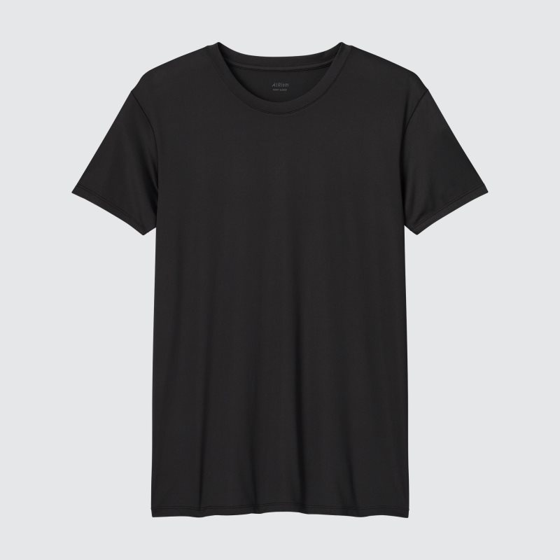 T Shirts Uniqlo Airism Crew Neck Short-sleeve Homme Noir | 6627532