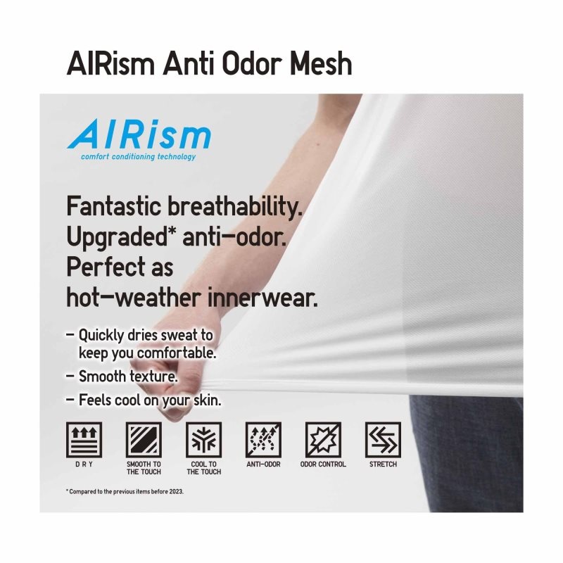 T Shirts Uniqlo Airism Mesh Anti-odor V-neck Homme Beige | 1390334