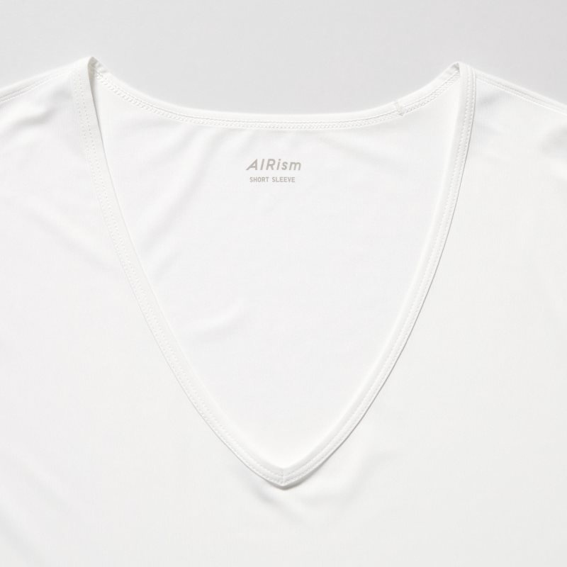 T Shirts Uniqlo Airism V-neck Short-sleeve Homme Blanche | 1177025