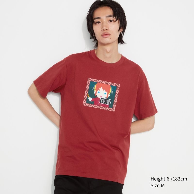 T Shirts Uniqlo Anime Gintama Ut Short-sleeve Graphic Homme Rouge | 8472662