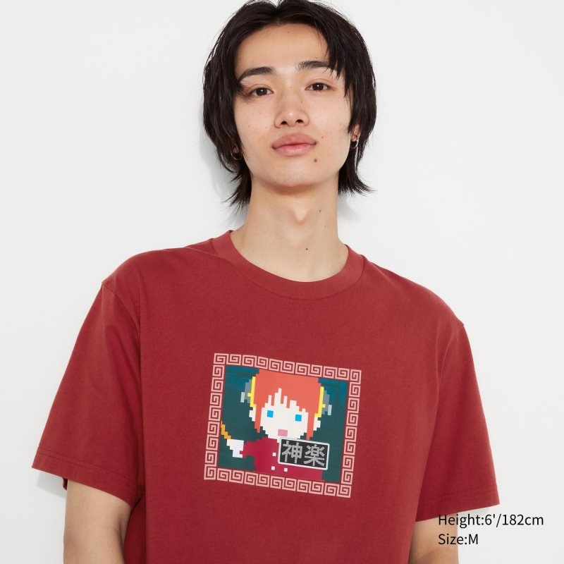 T Shirts Uniqlo Anime Gintama Ut Short-sleeve Graphic Homme Rouge | 8472662