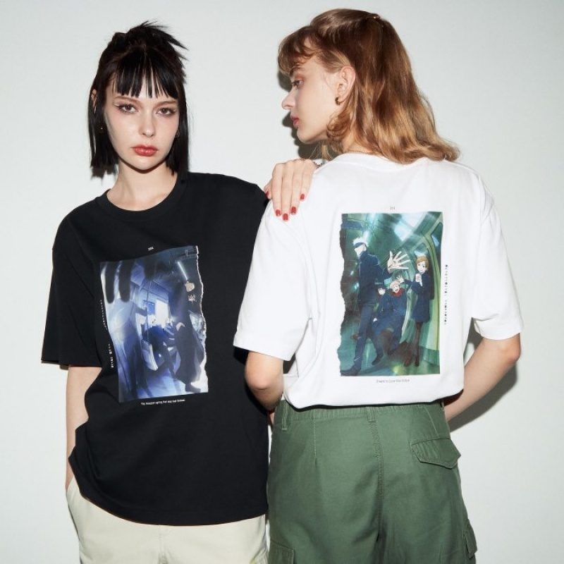 T Shirts Uniqlo Anime JUJUTSU KAISEN Season 2 UT Short-Sleeve Femme Noir | 2826482