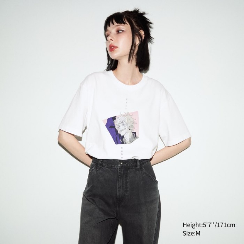 T Shirts Uniqlo Anime JUJUTSU KAISEN Season 2 UT Short-Sleeve Femme Blanche | 3137365
