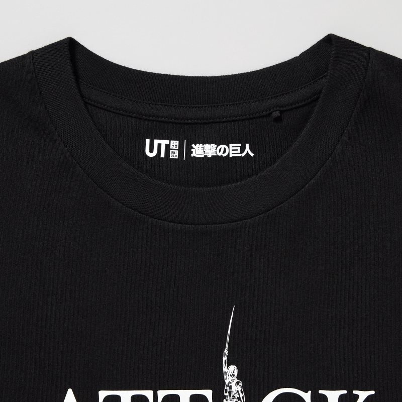T Shirts Uniqlo Attack On Titan Ut Short-sleeve Graphic If We Don't Fight, We Can't Win Homme Noir | 6134278