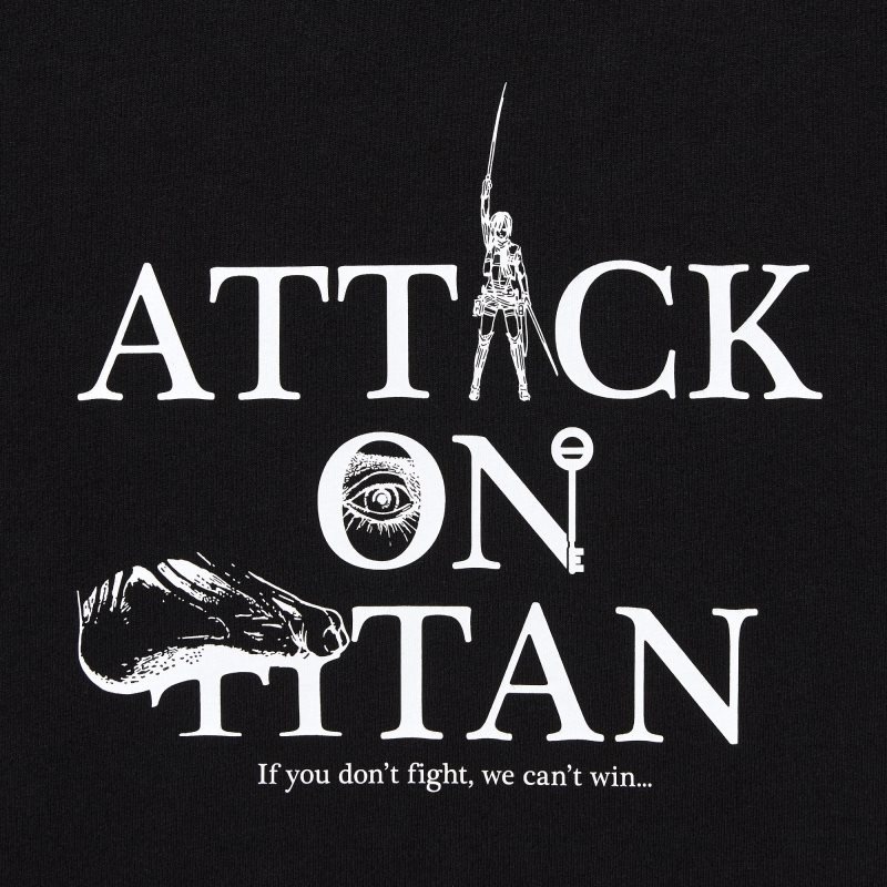 T Shirts Uniqlo Attack On Titan Ut Short-sleeve Graphic If We Don't Fight, We Can't Win Homme Noir | 6134278