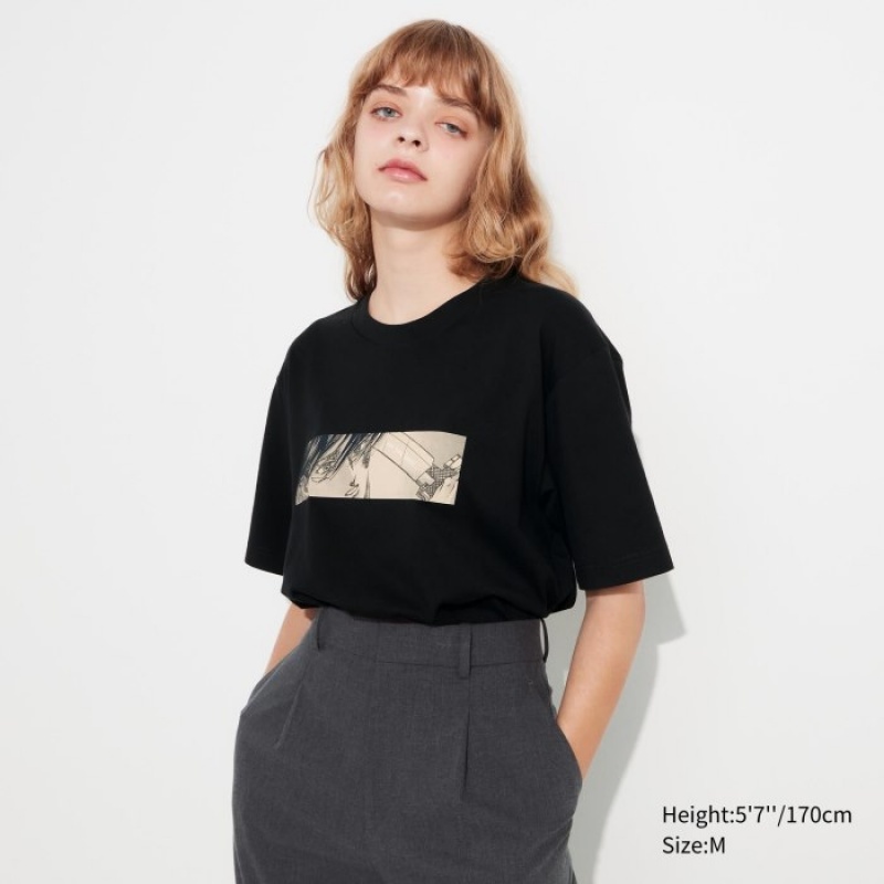 T Shirts Uniqlo Attack on Titan UT Short-Sleeve Femme Noir | 6408442
