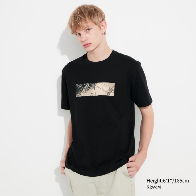 T Shirts Uniqlo Attack on Titan UT Short-Sleeve Femme Noir | 6408442