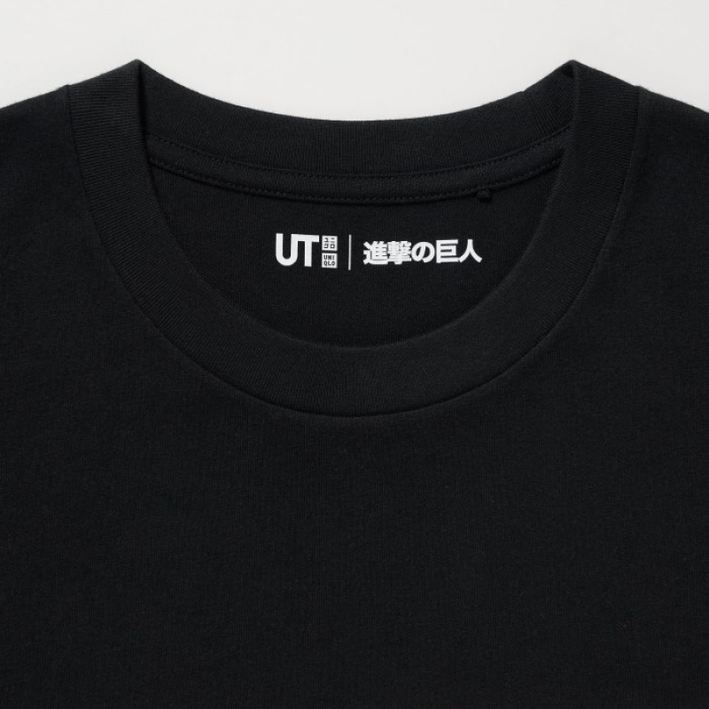 T Shirts Uniqlo Attack on Titan UT Short-Sleeve Femme Noir | 6408442