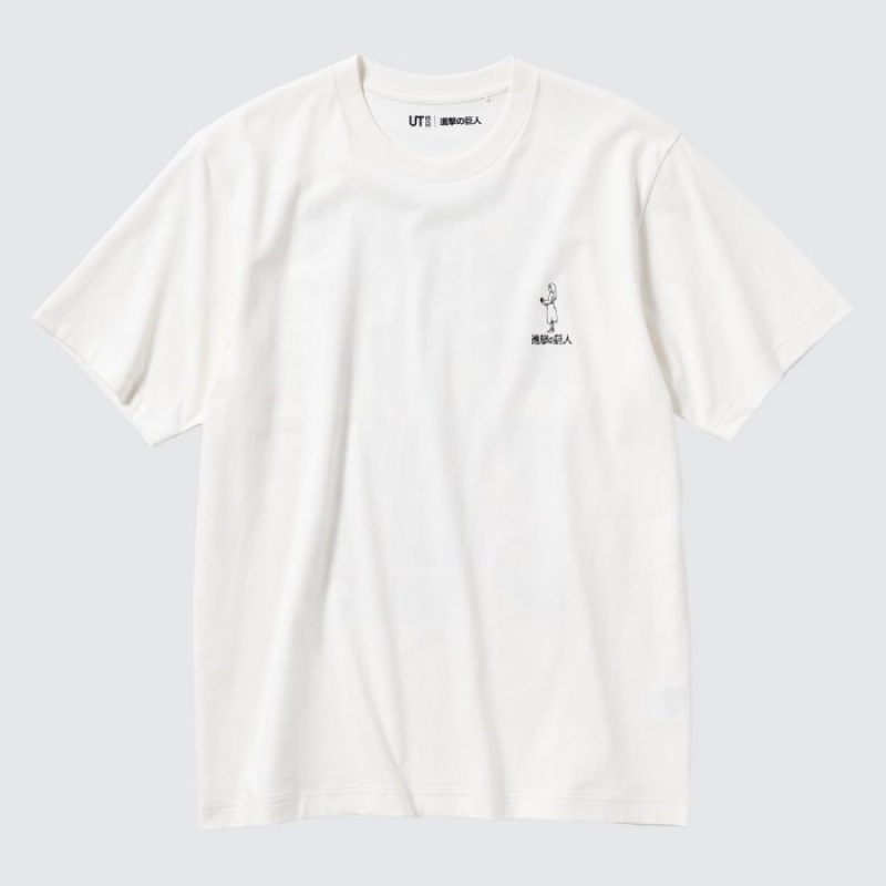 T Shirts Uniqlo Attack on Titan UT Short Sleeve Femme Blanche | 429439