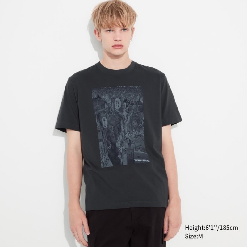 T Shirts Uniqlo Attack on Titan UT Short-Sleeve Femme Grise | 3302282