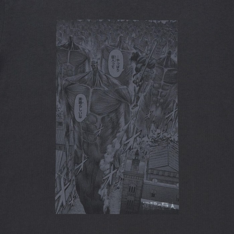 T Shirts Uniqlo Attack on Titan UT Short-Sleeve Femme Grise | 3302282