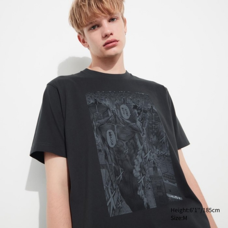 T Shirts Uniqlo Attack on Titan UT Short-Sleeve Femme Grise | 3302282