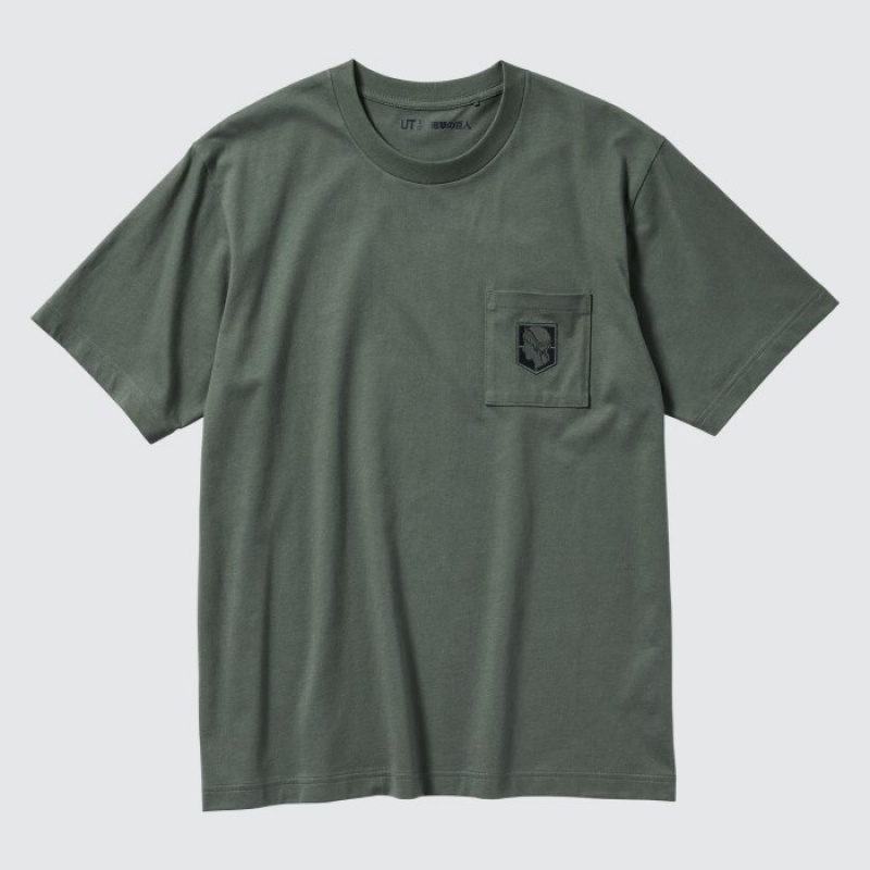T Shirts Uniqlo Attack on Titan UT Short-Sleeve Femme Vert | 8976125