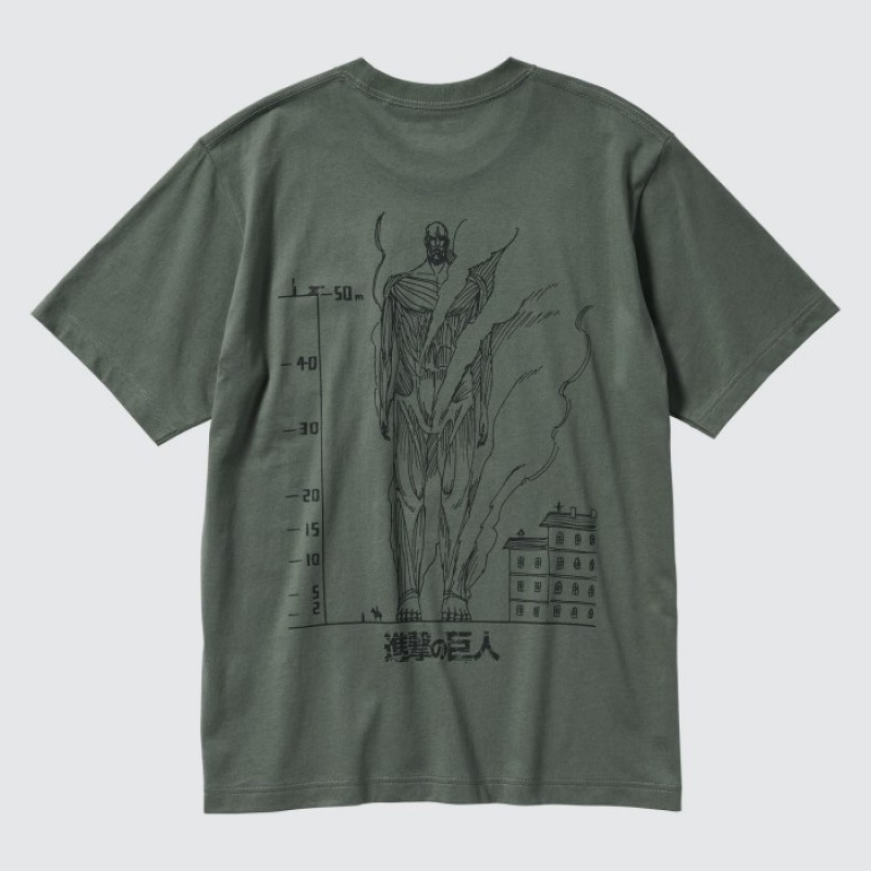 T Shirts Uniqlo Attack on Titan UT Short-Sleeve Femme Vert | 8976125