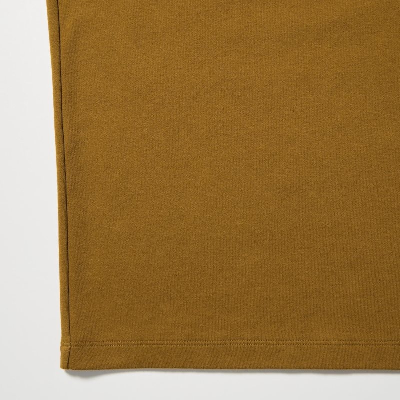 T Shirts Uniqlo Brushed Cotton Crew Neck Long-sleeve Homme Marron | 7341241