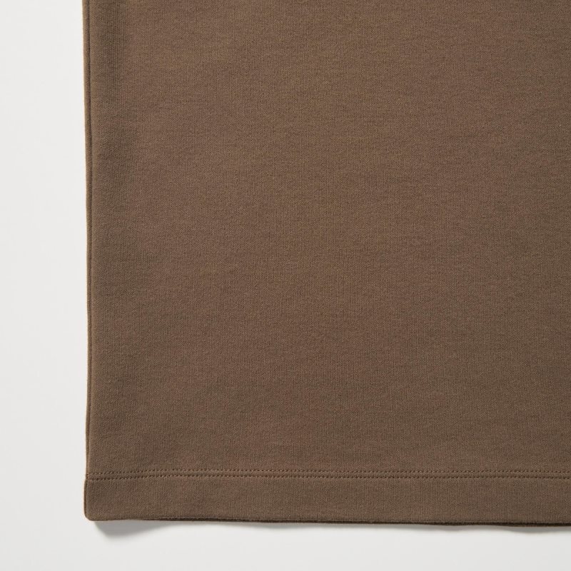 T Shirts Uniqlo Brushed Cotton Turtleneck Long-sleeve Homme Marron | 9737924