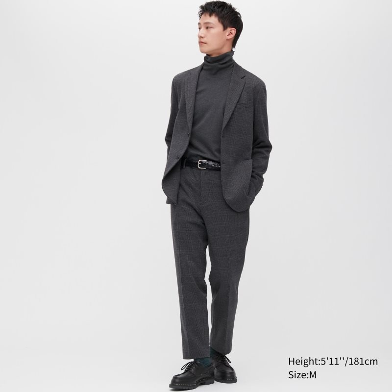 T Shirts Uniqlo Brushed Cotton Turtleneck Long-sleeve Homme Noir | 9608568