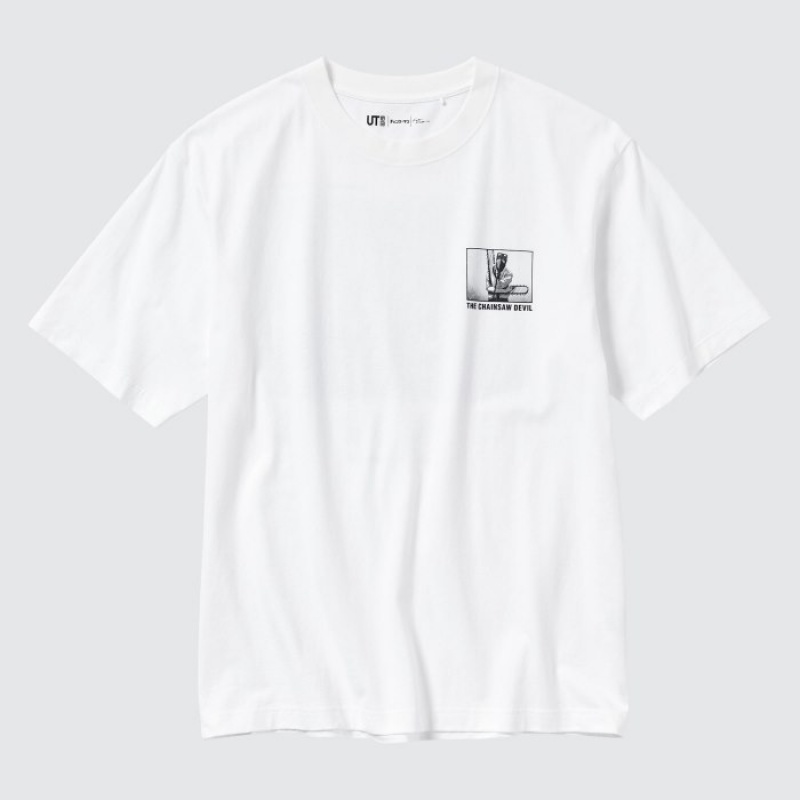T Shirts Uniqlo Chainsaw Man × Kosuke Kawamura UT Oversized Short-Sleeve Denji Femme Blanche | 7204099