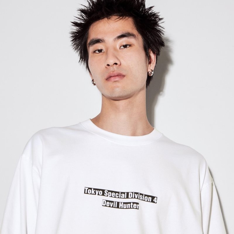 T Shirts Uniqlo Chainsaw Man × Kosuke Kawamura Ut Long-sleeve Graphic Homme Blanche | 6649713
