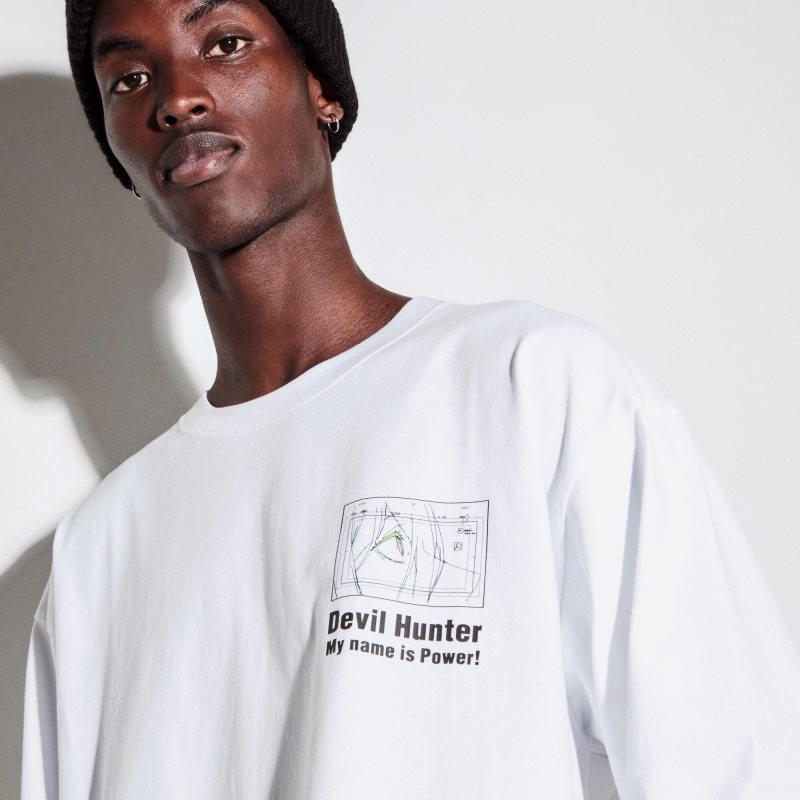 T Shirts Uniqlo Chainsaw Man × Kosuke Kawamura Ut Long-sleeve Graphic Homme Blanche | 8762766