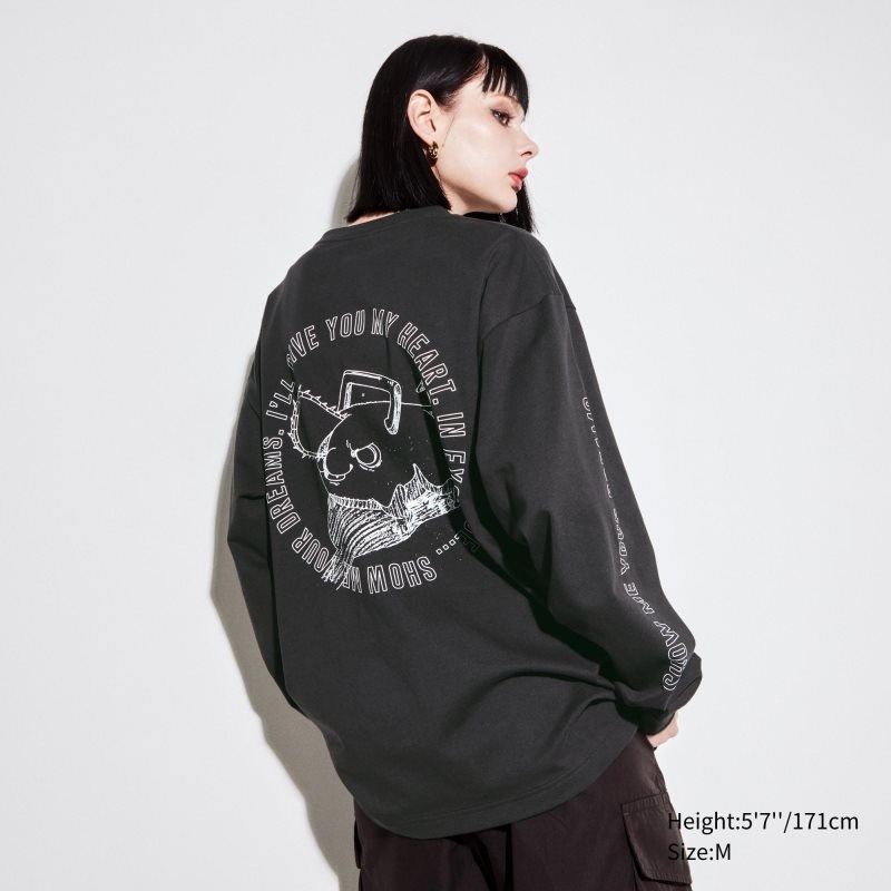 T Shirts Uniqlo Chainsaw Man × Kosuke Kawamura Ut Long-sleeve Graphic Homme Grise | 750621