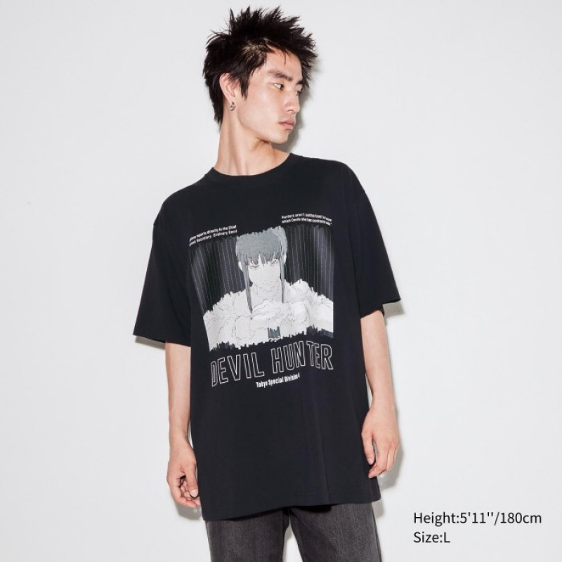 T Shirts Uniqlo Chainsaw Man × Kosuke Kawamura UT Oversized Short-Sleeve Makima Femme Noir | 4024608