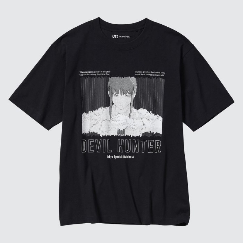 T Shirts Uniqlo Chainsaw Man × Kosuke Kawamura UT Oversized Short-Sleeve Makima Femme Noir | 4024608