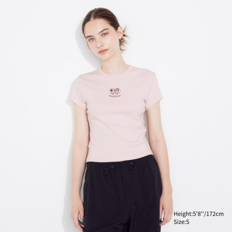 T Shirts Uniqlo Collection UT Short-Sleeve Femme Rose | 4670857