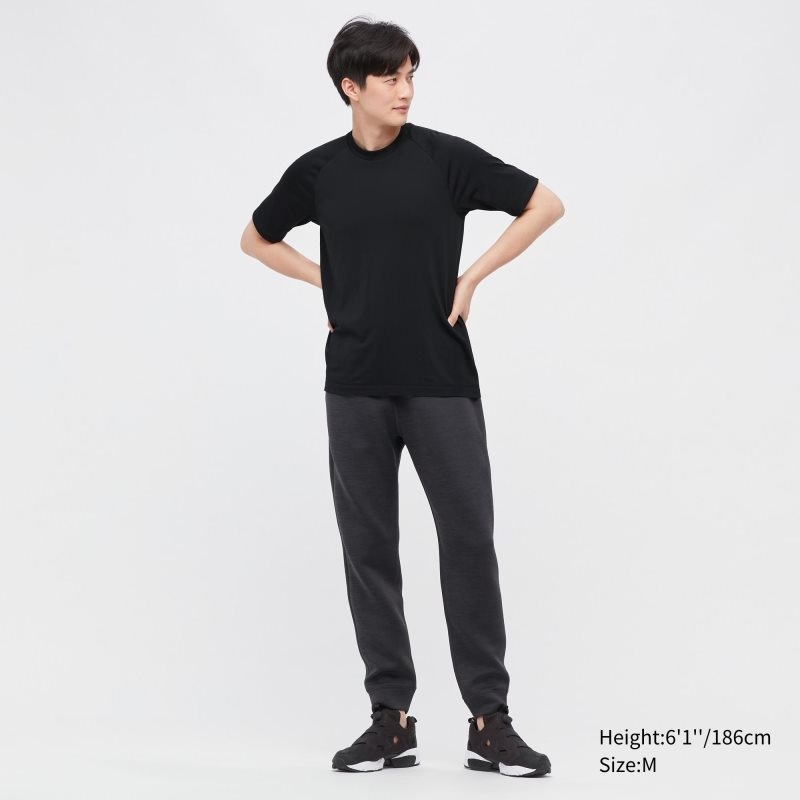T Shirts Uniqlo DRY-EX Crew Neck Short-Sleeve Printed Homme Noir | 6056658