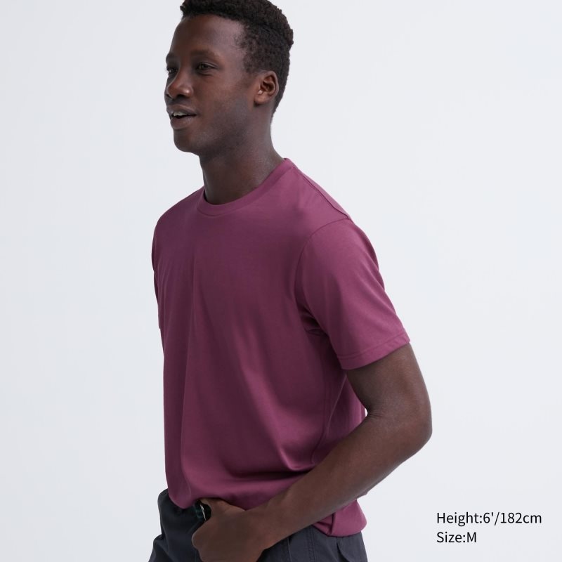 T Shirts Uniqlo Dry Color Crew Neck Short-Sleeve Homme Violette | 7657177