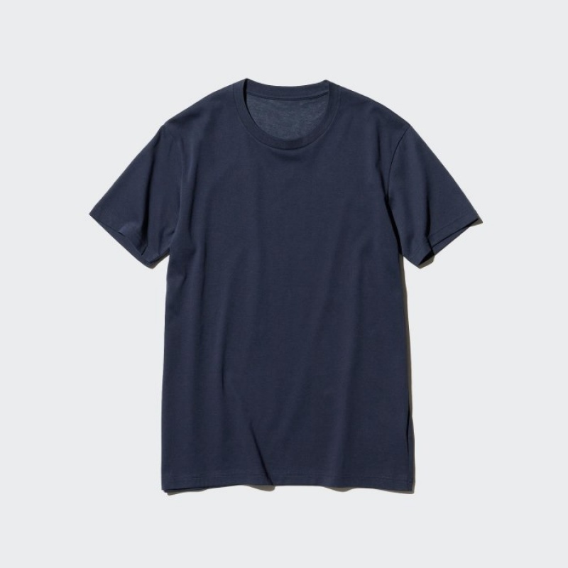 T Shirts Uniqlo Dry Color Crew Neck Short-Sleeve Femme Bleu Marine | 6337557