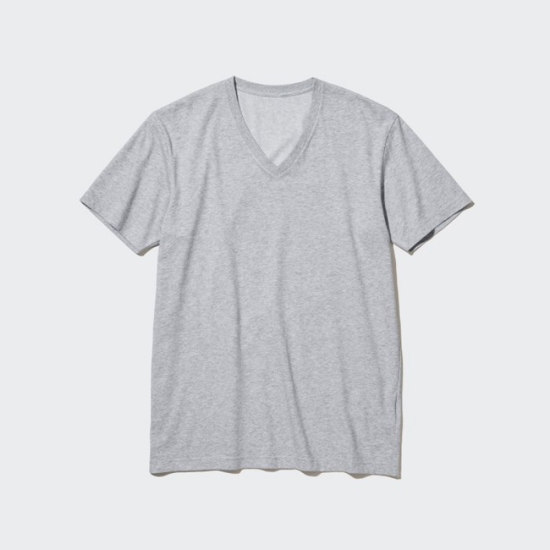 T Shirts Uniqlo Dry Color V-Neck Short-Sleeve Femme Rouge | 6262217