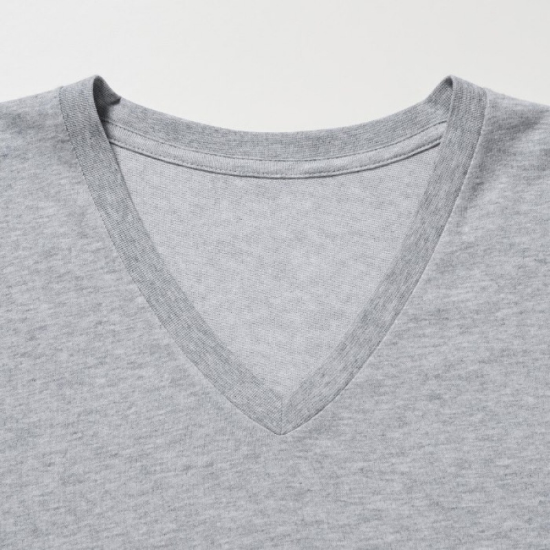 T Shirts Uniqlo Dry Color V-Neck Short-Sleeve Femme Rouge | 6262217