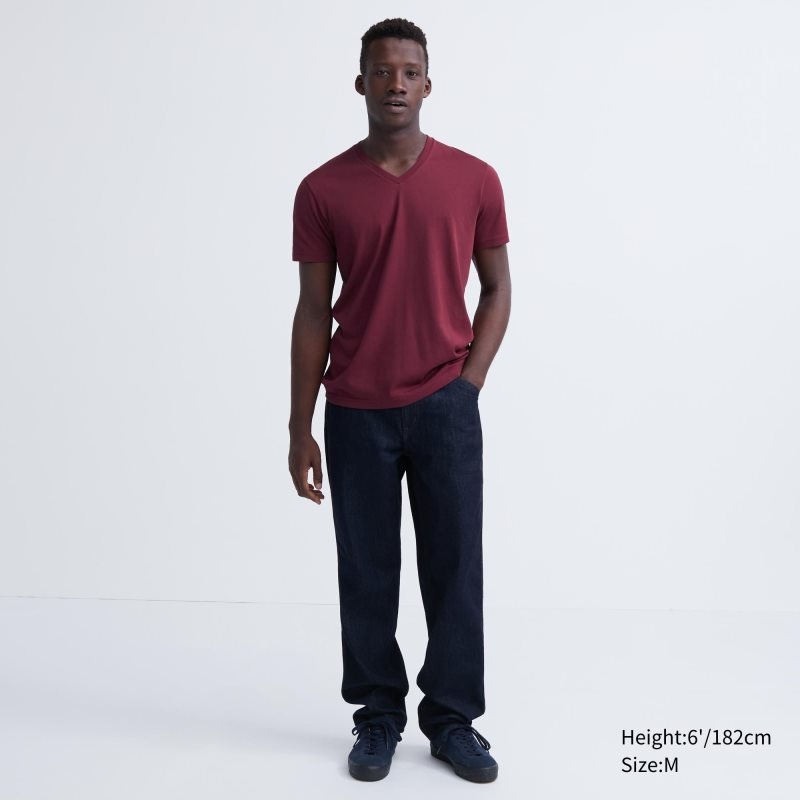 T Shirts Uniqlo Dry Color V-Neck Short-Sleeve Homme Rouge | 3092765
