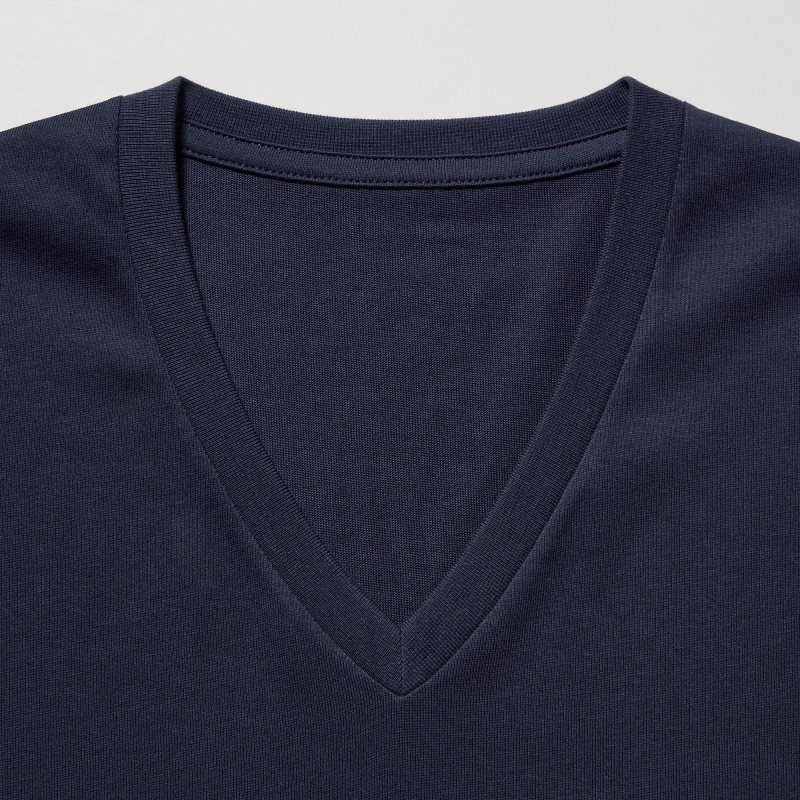 T Shirts Uniqlo Dry Color V-Neck Short-Sleeve Homme Grise | 3637958